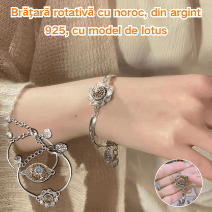 🎁🥰🌸Pulsera giratoria de la suerte con diseño de loto en plata 925