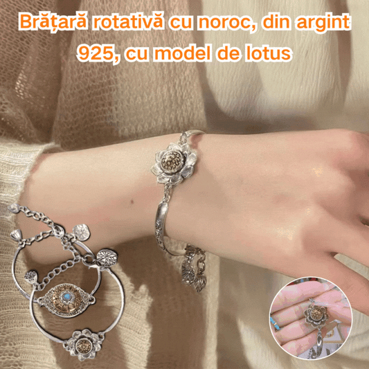 🎁🥰🌸Pulsera giratoria de la suerte con diseño de loto en plata 925