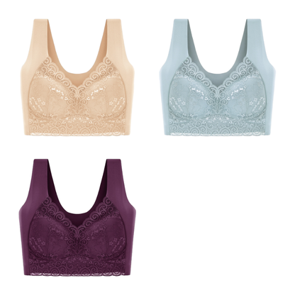 【3 kusů】💗 Ultra pohodlná podprsenka velké velikosti pro ženy - tvaruje velká prsa, boční opora, nesvírá, korekce prověšení, bezešvá, tenký střih💥【40-110 kg】