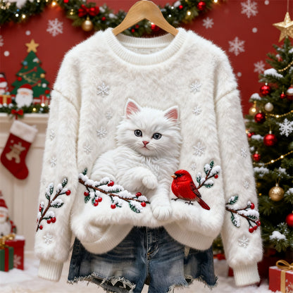 🎄❄️Γυναικείο χριστουγεννιάτικο πουλόβερ από φανέλα με εξαιρετική εκτύπωση
