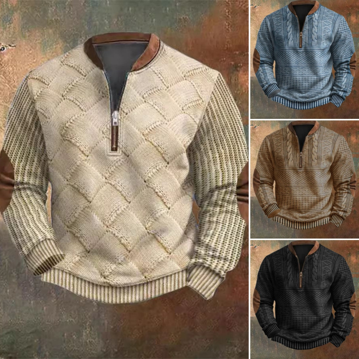 【S-5XL】 Nová pánská podzimní a zimní mikina s průsvitným zipem s potiskem-4113340