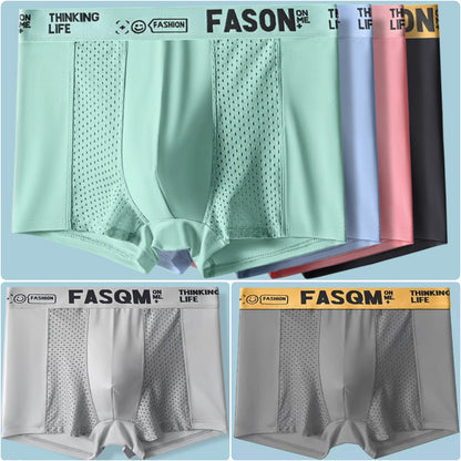 ⏰【6 piezas 32 euros】Calzoncillos bóxer de malla transpirable de seda helada para hombre