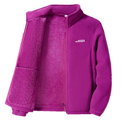 🔥【XL-5XL】🐏Dámská outdoorová bunda z tlustého fleecu na podzim a zimu, větruodolná a teplá, se stojáčkem