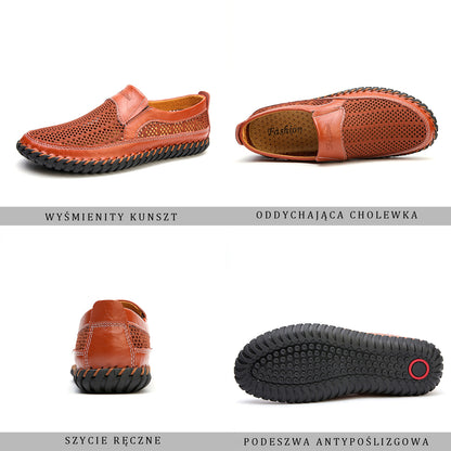 🔥【Promociones fuera de temporada】【38-48】👞Nuevos zapatos de malla de cuero para hombre para primavera y verano - talla grande - piel de vacuno auténtica, resistente al sudor y a los olores, transpirable y cómodo