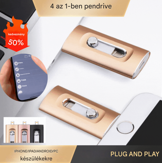 【50% OFF】⚡4v1 pendrive pro iPhone/iPad/Android/PC készülékekhez