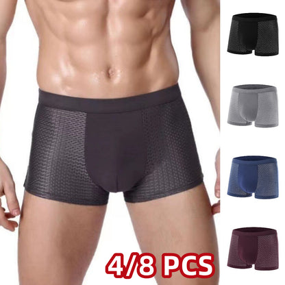 【Paquete de 4】🧊Calzoncillos bóxer planos de malla de seda helada para hombre