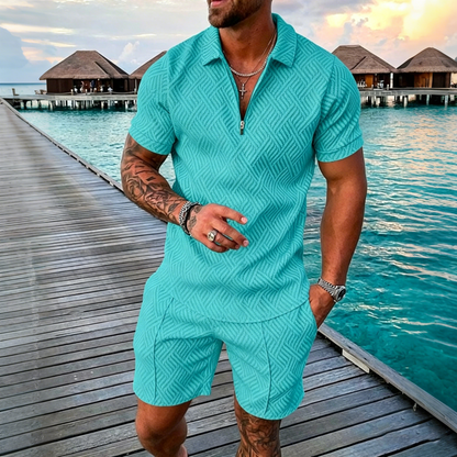 😎 50% de descuento🔥【Camiseta + Pantalones】 (40-130 kg) Conjunto de polo con cremallera y estampado 3D para hombre ✅️Pago contra entrega ✅️2 artículos con un 70% de descuento