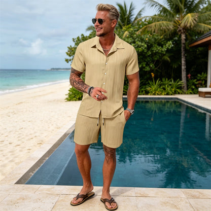 【S-5XL】Conjunto deportivo informal para hombre, tejido de secado rápido.