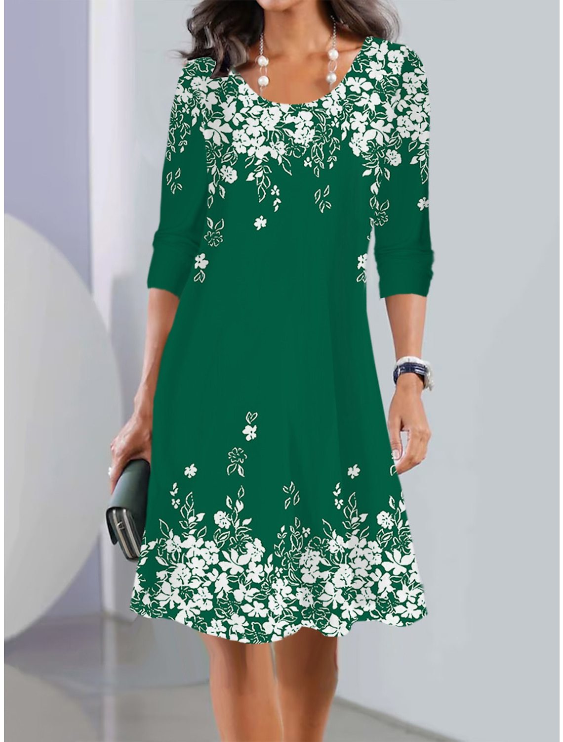 2026【XS-5XL】👗❤️‍🔥Nové letní midi šaty s dlouhým rukávem a kulatým výstřihem