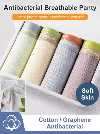 💥【L-4XL】😎【6 piezas】Calzoncillos de algodón con burbujas para hombre, antibacterianos, transpirables, absorbentes del sudor