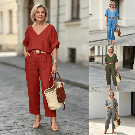 🔥🎉【S-5XL】Conjunto de verano para mujer de algodón y lino transpirable: ligero y cómodo.