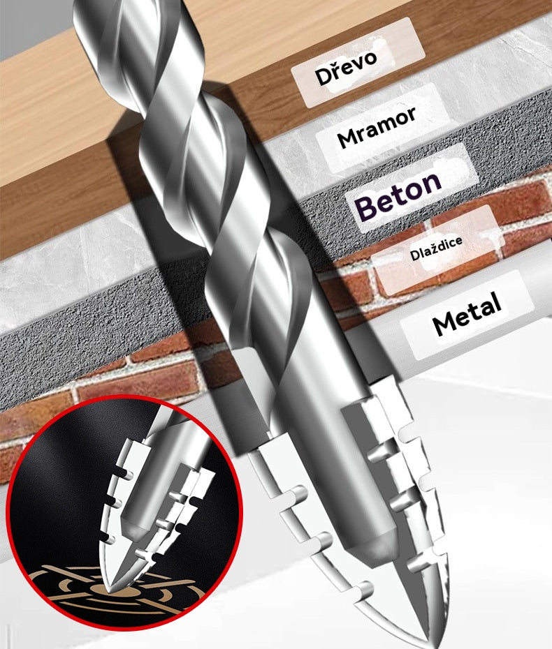 🥇【3+4+5+6+8+10+12+14+16mm】Excentrický vrták 7. generace z super tvrdé wolframové oceli s vroubkovaným ostřím