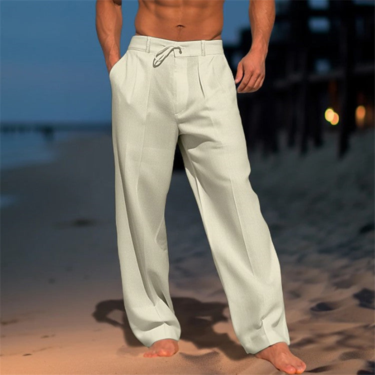 🏖️👖【– 50% de descuento 🔥】【S–3XL】😍 Pantalones holgados de lino para hombre en tallas grandes, cómodos y transpirables.