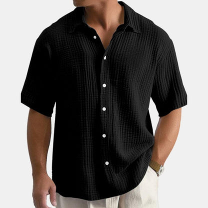 🤩【S-5XL】Męska koszula z krótkim rękawem, wykonana z mieszanki bawełny i lnu.