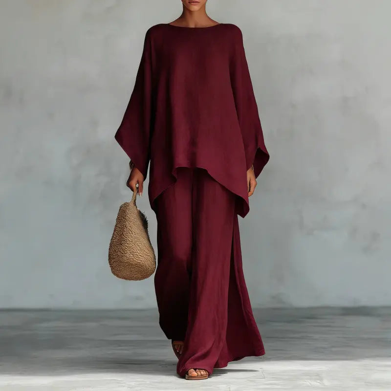 【S–3XL】🌸✨Časově omezená nabídka – Dámská sada sestávající z jednoduché volné košile a kalhot z lnu