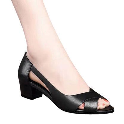 🔥Nuevas sandalias de mujer para el verano de 2026, de piel antideslizante, tacón grueso y suela suave, elegantes y a la moda.