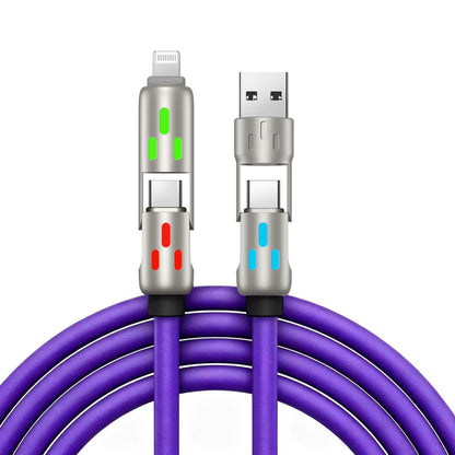 🔥 【2 unidades por 26 euros】 🔥 (2 metros de largo) Cable 4 en 1 PD 240 W – Carga rápida USB‑C, Lightning y USB‑A, aluminio y silicona, sincronización de datos ⚡📱-4330160