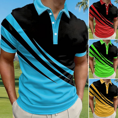 【S-6XL】😍 Velká pánská nová letní pruhovaná 3D potištěná polokošile