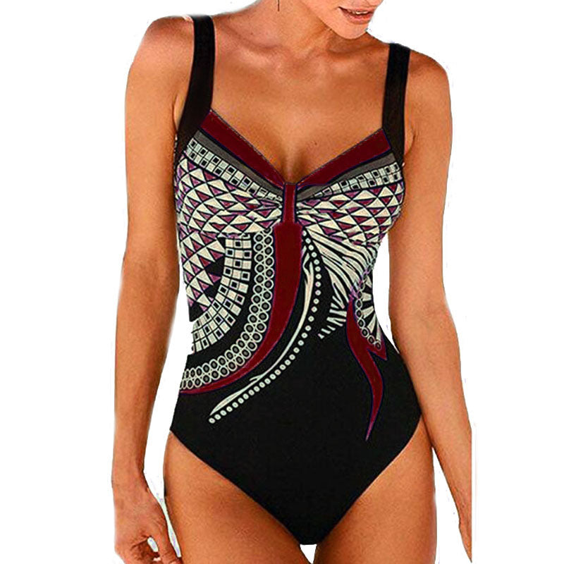 🩱Último día - 50% de descuento【S-3XL（45-85KG）】Nuevo traje de baño de una pieza con estampado retro 2026