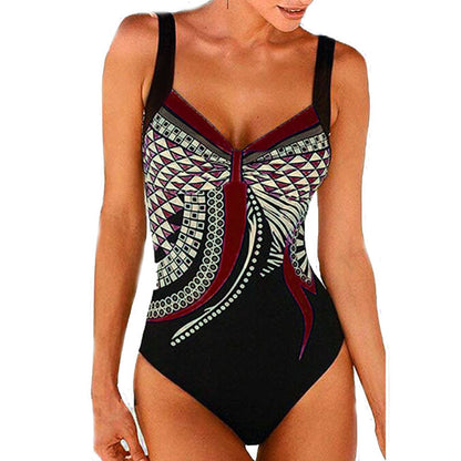 🩱Último día - 50% de descuento【S-3XL（45-85KG）】Nuevo traje de baño de una pieza con estampado retro 2026