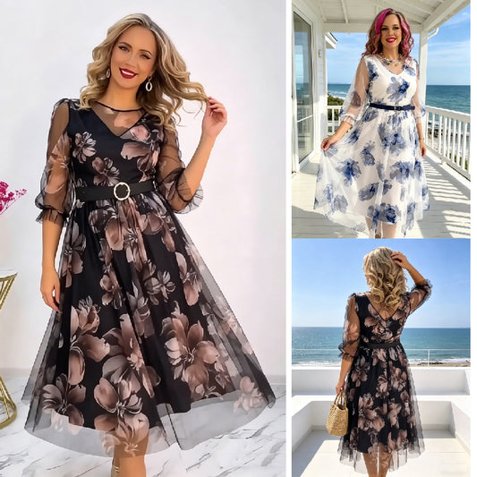 Nuevo 50% de descuento + pago contra entrega 🌸💥【S-5XL】Nuevo vestido elegante con estampado floral