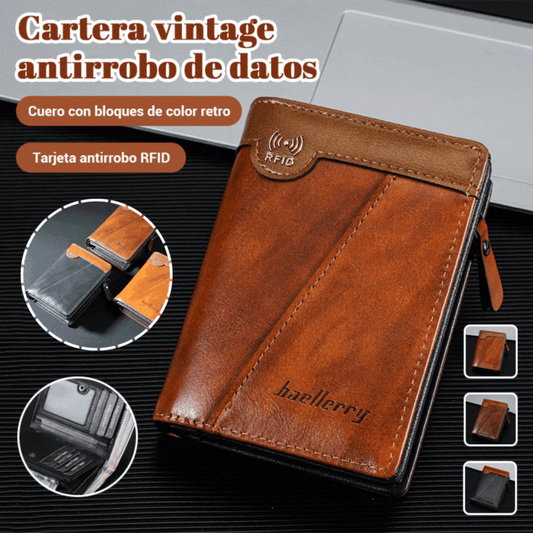 💰Cartera de negocios multifuncional antirrobo retro RIFD para hombre