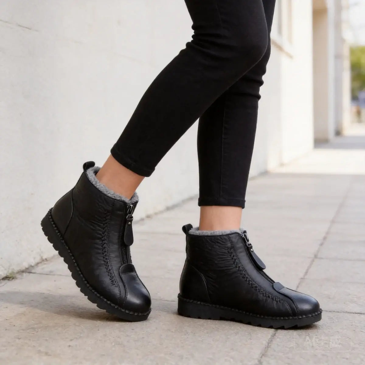 🥰【35-41】✨Zapatos de mujer cómodos, antideslizantes y forrados de vellón de cuero genuino hechos a mano