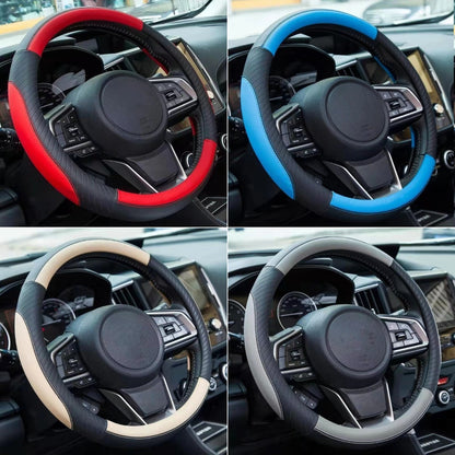 🔥Funda de volante de cuero genuino - Funda universal para volante de coche, antideslizante, duradera-4309946