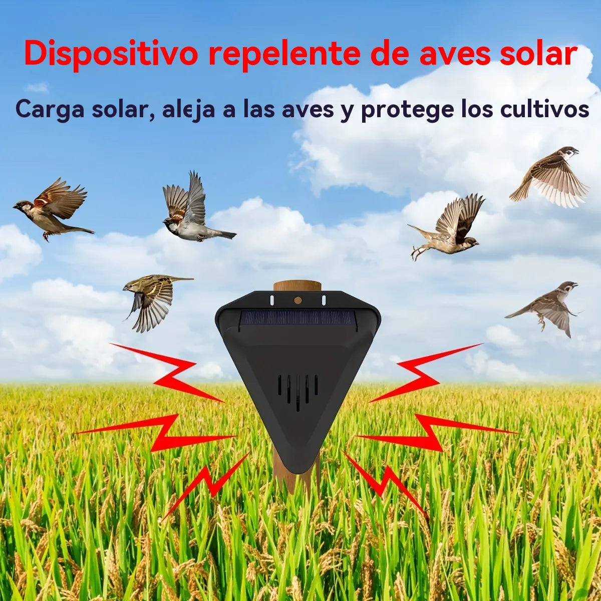 🔥📣Dispositivo de alarma solar con sonido y luz para pájaros, ideal para huertos, estanques de peces, arrozales