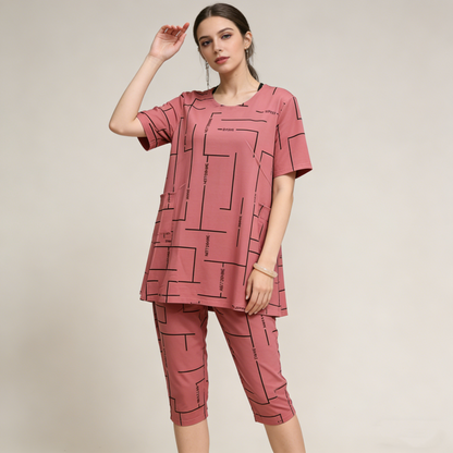 【30% DE DESCUENTO】【Top + Pantalón】🔥Compra 1 y llévate 1 gratis🔥Traje de manga corta para mujer, nuevo estilo 2026, informal, para mujeres de mediana edad y mayores