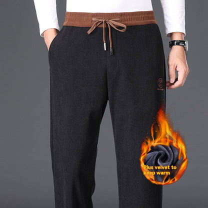 🔥🔥Nové kalhoty z čisté bavlny vysoké kvality s fleecovou podšívkou, silné, pro volný čas-4176834