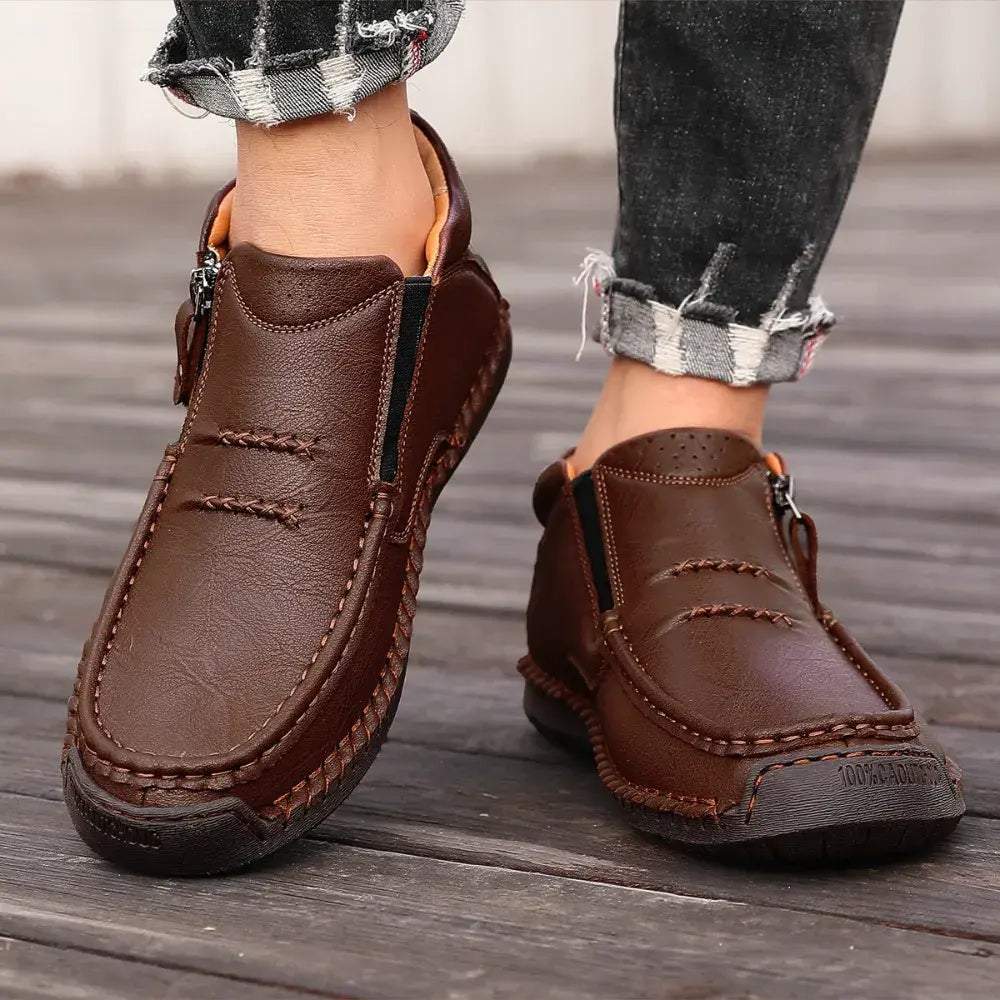 【38-48】Mocasines de conducción para hombre hechos a mano en piel – Puntera ancha, soporte para el arco