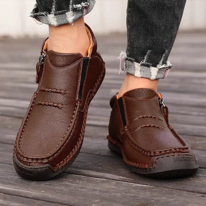 【38-48】Mocasines de conducción para hombre hechos a mano en piel – Puntera ancha, soporte para el arco
