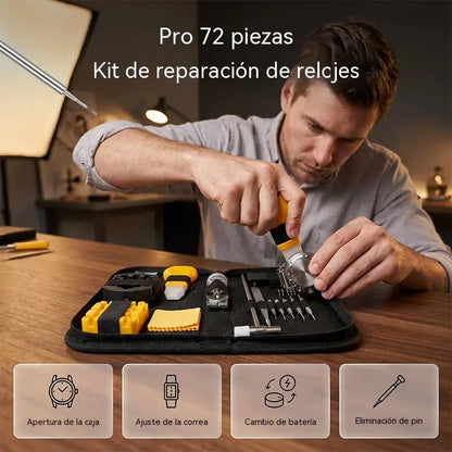 [Juego de 72 piezas] Kit de herramientas para reparación de relojes