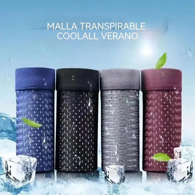 4 piezas （L-4XL）🔥2026 Nuevos calzoncillos bóxer de seda helada para hombre, modal, talla grande, con malla antibacteriana