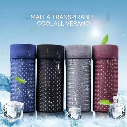 4 piezas （L-4XL）🔥2026 Nuevos calzoncillos bóxer de seda helada para hombre, modal, talla grande, con malla antibacteriana
