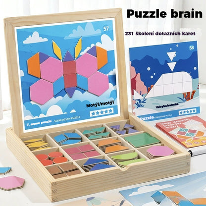 👶🌈🧩【248 dílků】🔥Magnetická dřevěná tangramová puzzle hračka, hračka pro trénink mozku a vzdělávací hračka pro děti, stimuluje myšlení.