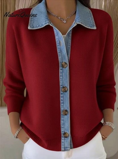 🔥Oferta por tiempo limitado: Cárdigan de patchwork de mezclilla nuevo 2025 (S-3XL)