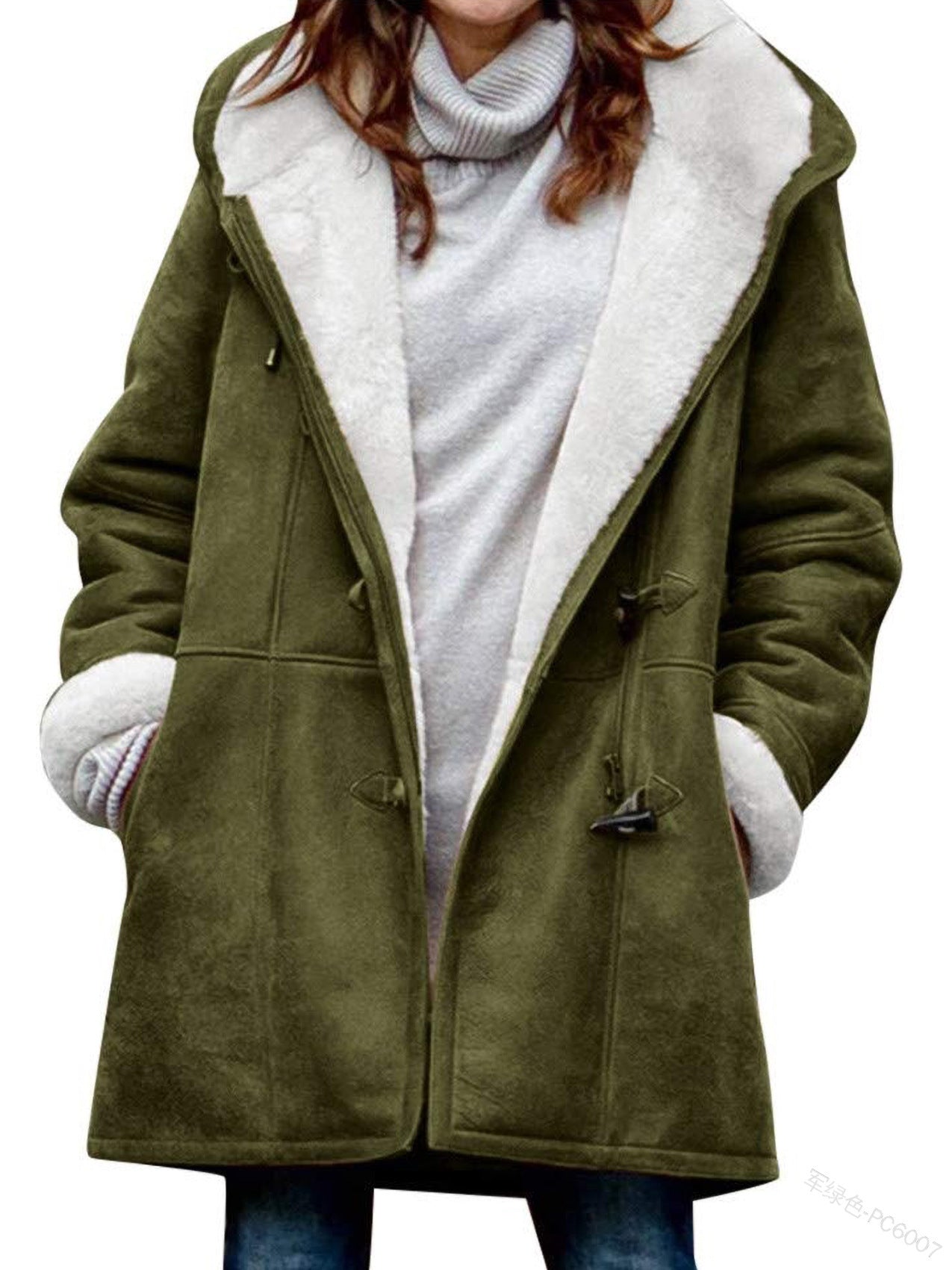 🐏🥼💖2026 Abrigo de mujer elegante y cálido de ante con forro polar, S-5XL, abrigo de invierno/para el día a día
