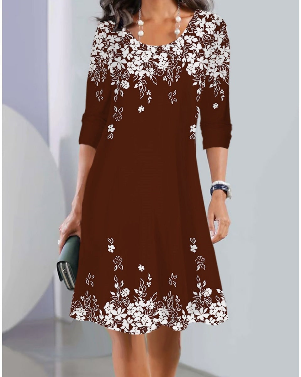 2026【XS-5XL】👗❤️‍🔥Nové letní midi šaty s dlouhým rukávem a kulatým výstřihem