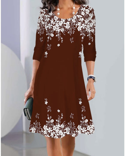 2026【XS-5XL】👗❤️‍🔥Nové letní midi šaty s dlouhým rukávem a kulatým výstřihem