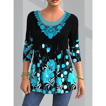 🔥🔥【S-5XL】Nové dámské módní tričko s dlouhým rukávem a vykrojenou krajkou ✅Dobírka