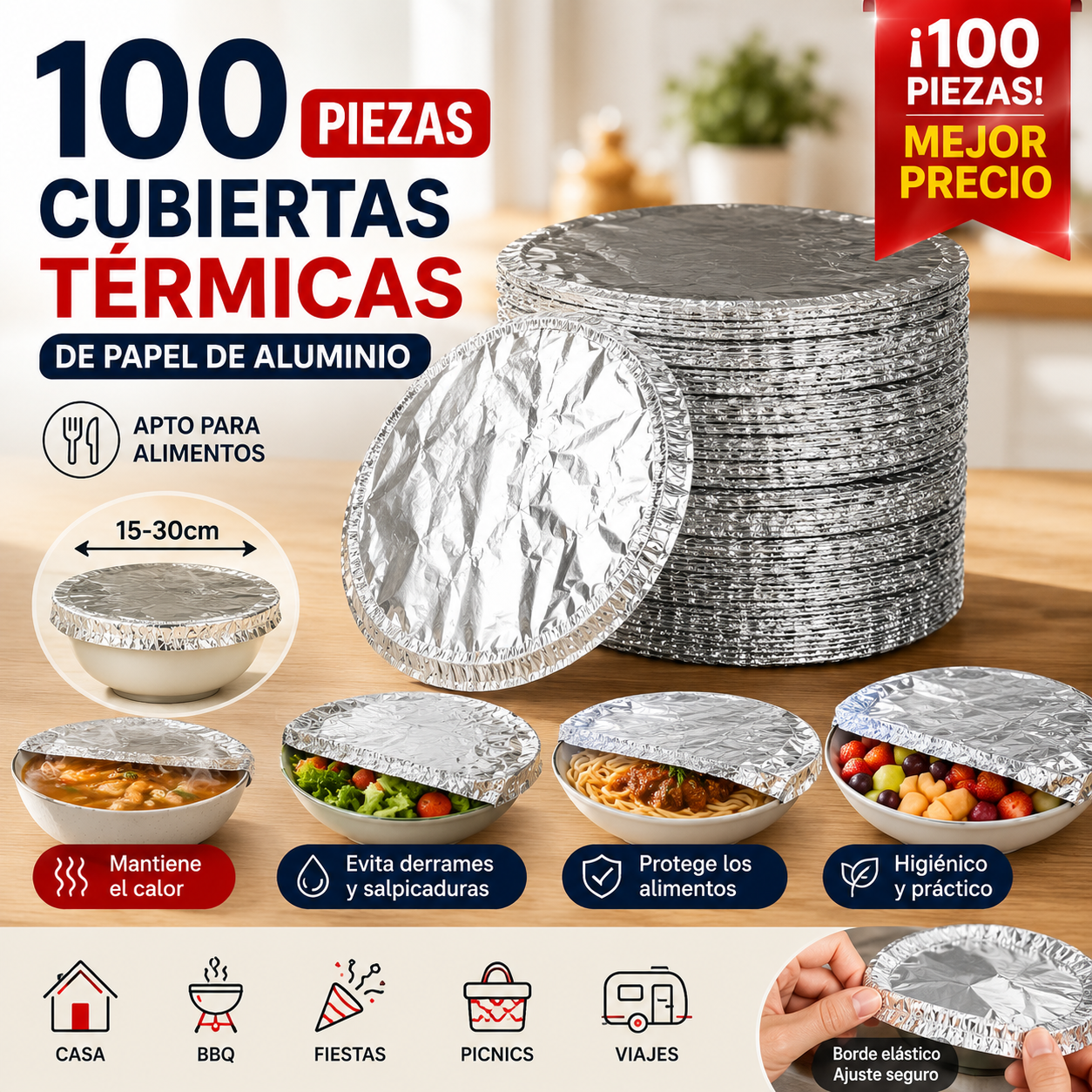 【100 piezas】 Cubierta aislante de papel de aluminio