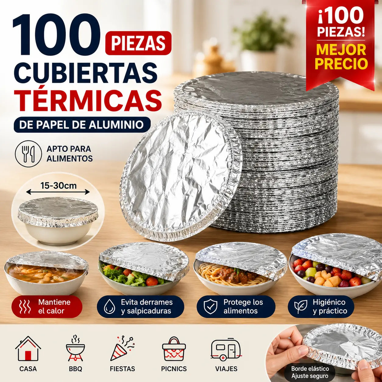 📢📢 ¡50% DE DESCUENTO!⏰【100 piezas】 Cubierta aislante de papel de aluminio ✅️Pago contra entrega