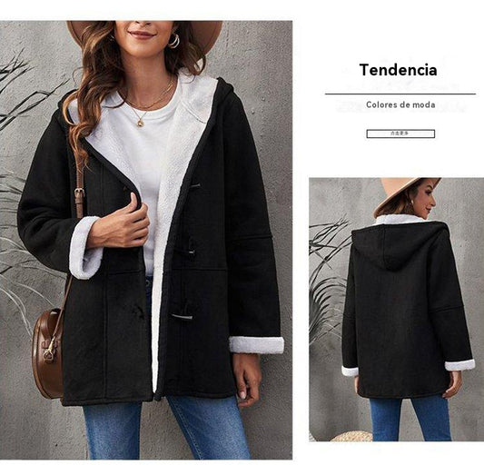 🐏🥼💖2026 Abrigo de mujer elegante y cálido de ante con forro polar, S-5XL, abrigo de invierno/para el día a día