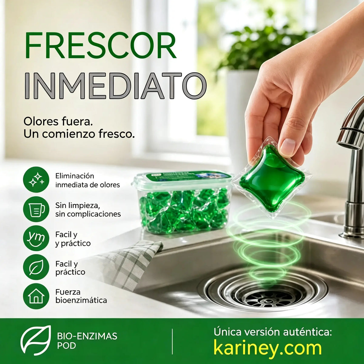 ✨2 paquetes (100 comprimidos) 👍Cápsulas solubles en agua para eliminar olores de desagües: la solución perfecta para prevenir la propagación de olores en baños y cocinas.