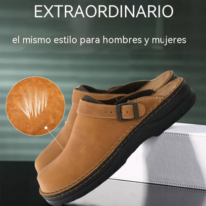 👞 Pago contra entrega✅【38-48】Pantuflas de cuero natural, suela suave, muy cómodas de llevar ✅Unisex ✅2 unidades con un 70% de descuento-E