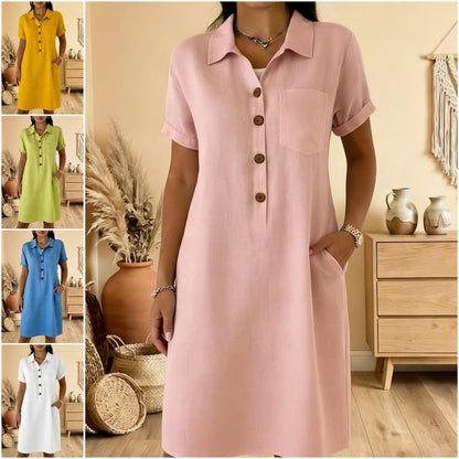 ⏳ Oferta ograniczona czasowo! ⏰🍋【S-3XL】Damska bawełniana sukienka z kieszeniami