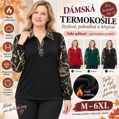 【M–6XL】Nová dámská termokošile na podzim a zimu – velké velikosti, zakrývá břicho, hřejivá a elegantní