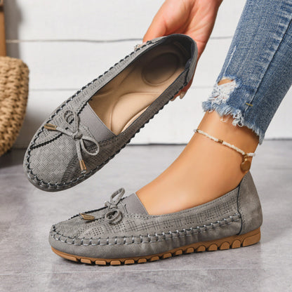 ✨50% de descuento✨【36-43】Zapatos ortopédicos de piel auténtica para mujer, zapatos planos retro sin cordones con estampado floral calado y suela suave para mujer